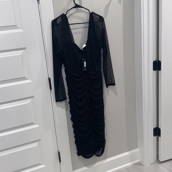 NEW Sexy Black See Through Ruched Midi Dress Plus Size 2x by Fashion Nova NWT - Picture 15 of 15